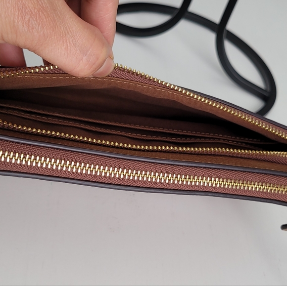 Coach Double Zip Wallet In Signature Canvas Refined Pebble Leather-Brown - Picture 9 of 12